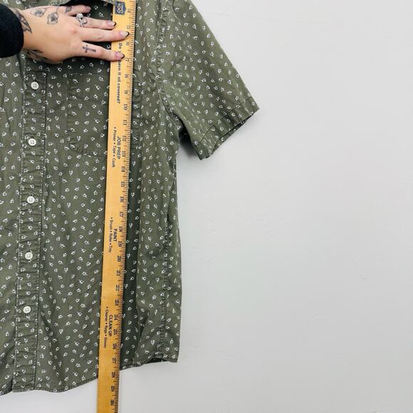 American Eagle Green Floral Print Short Sleeve Button Up Shirt Men’s Size L - Picture 5 of 7